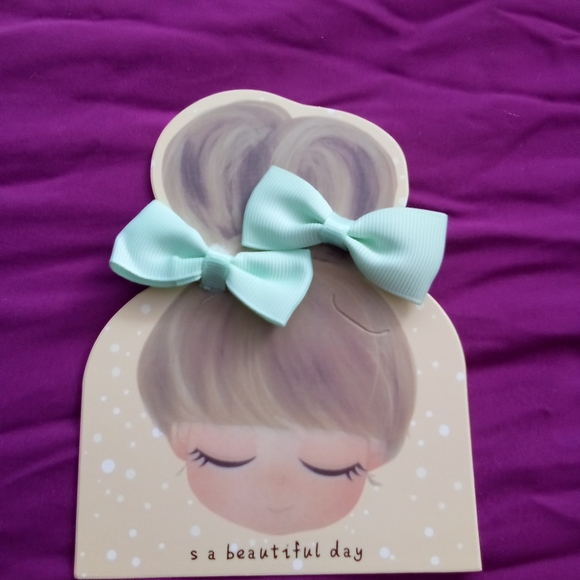 Mint Green Hair Bow Set for Kids - Picture 1 of 2